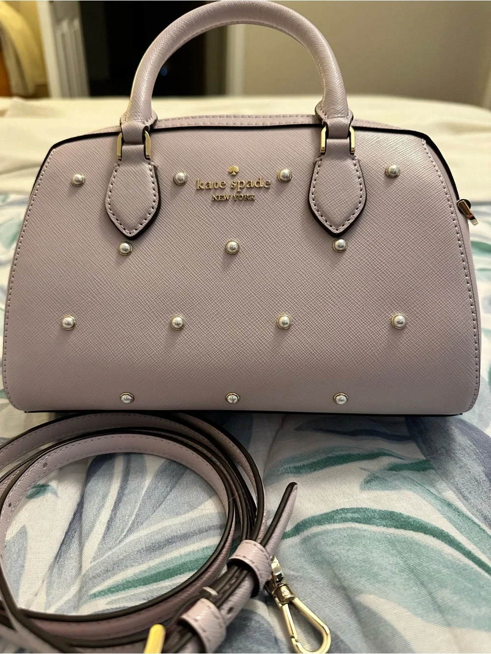 kate spade Pearl-Embellished Blush Satchel